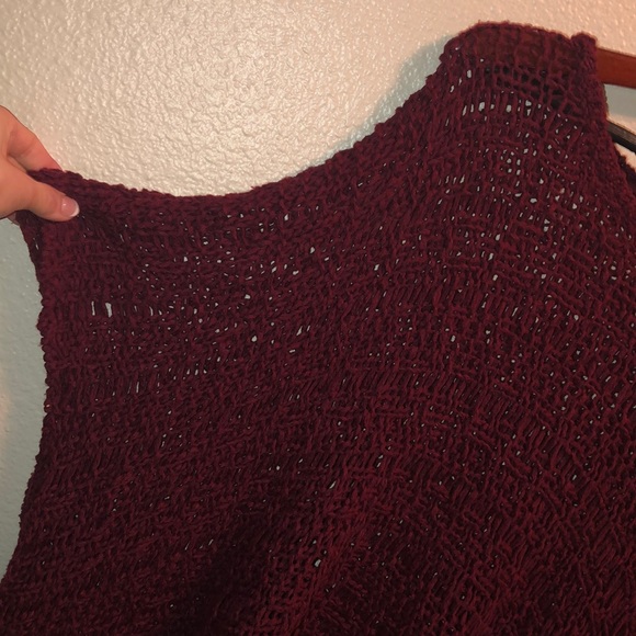 🌟Donated. Maroon knitted poncho - Picture 2 of 6